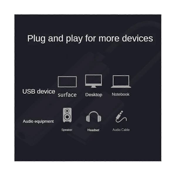 USB Eksternt Lydkort USB3.0 til 3.5 mm Jack Audio Mikrofon Hovedtelefonadapter til PC Laptop Lydkort Sølv