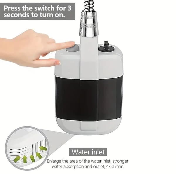 Portable Camping Shower with USB Charging – Electric Pump, LED Light_TF_TF