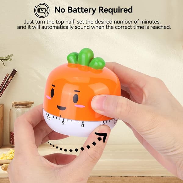 Kitchen Timer, 60 Minute Egg Timer, Cute Cartoon Carrot Kitchen Timer, Mechanical Kitchen Timer, Manual Kitchen Timer, Kitchen