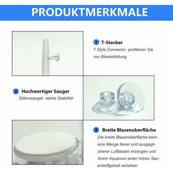 Luftsten til akvarium, Nano luftsten til akvarium, støjsvag ilt-diffusor til akvarier og hydroponiske pumper (35 mm)
