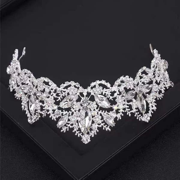 Crystal Tiara Crown, Copper Zircon Rhinestone Crown Tiara Encrusted