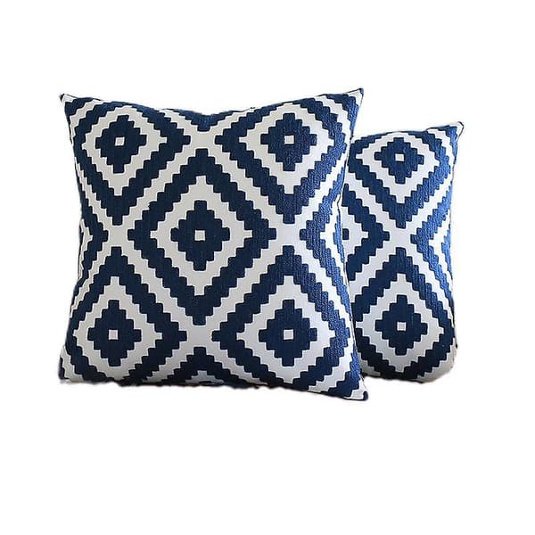 Sæt med 2 broderede dekorative pudebetræk, accentpuder, pyntepuder uden inderpuder inkluderet 45x45 cm (blå)