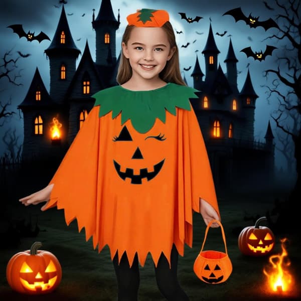 Halloween græskar kappe karneval cosplay outfits rekvisitter orange S Orange S