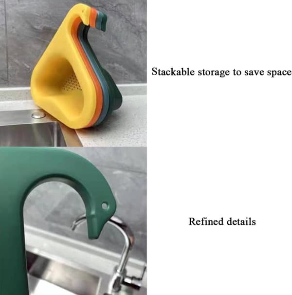 Triangular Sink Holder, Multifunctional Hanging Filter Drain, Swan-Shaped Sink Drain Basket, Creative Sink Drain Basket