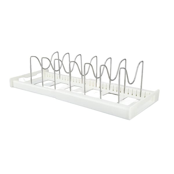 Expandable Pot Organizer Non-slip Size Adjustable Multifunctional Pot Lid Holder for Kitchen Dining Room White