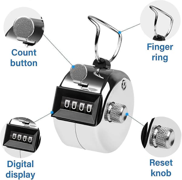 Teller, 4-sifret klikkteller, manuell metallteller for telling, golfscoring 3 stk