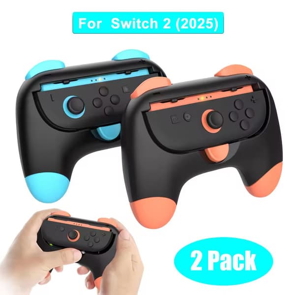Greb til Nintendo Switch 2 (2025) Joy-Con 2, Slidstærkt og skridsikkert Switch2-controllergrebkit, Switch-holder tilbehør til NS2 JoyCon2 Orange Blue
