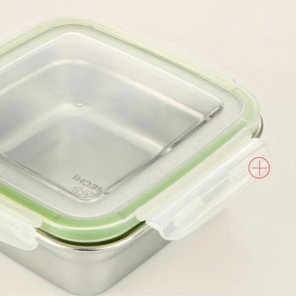 Firkantet Crisper Bento Box for Utendørsbruk, Rustfri Matboks for Skolen, 14oz 400ml