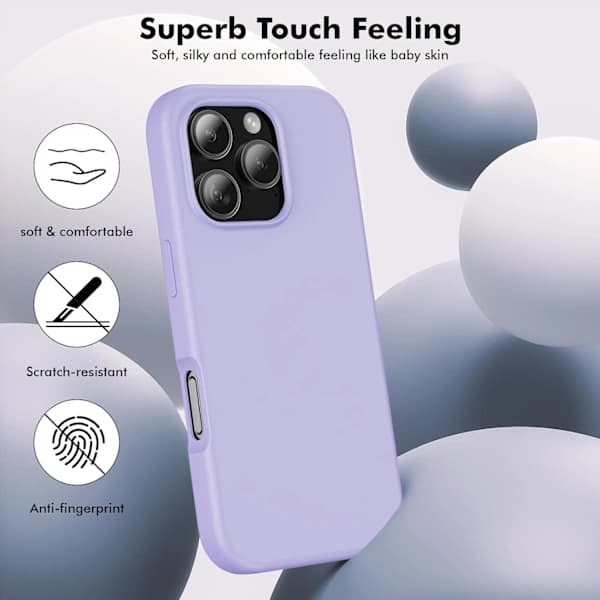 Silicone Case Compatible with iPhone 16 Pro Case Soft Ultra Slim Protective Shockproof Liquid Silicone Phone Case, 6.1  \" Purple