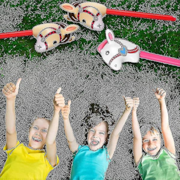 8 Pieces Inflatable Hobby Horse, Inflatable Horse on a Stick