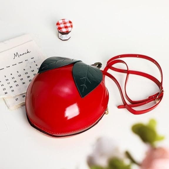 Æbleformet skuldertaske Crossbody PU læder håndtaske -