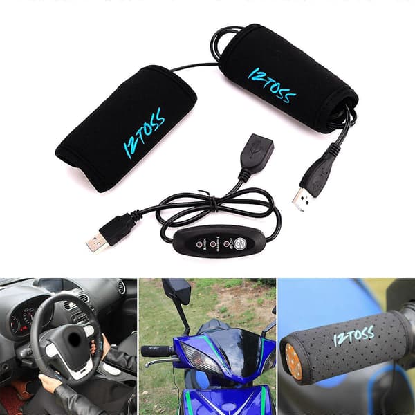 Universal USB Heated Handlebar Covers with Temperature Control for Motorcycle, Electric Bikes, and Mountain Bikes