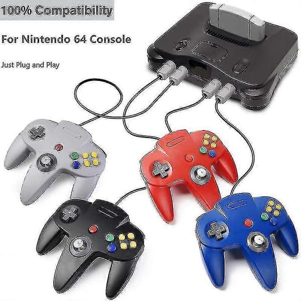 2-pak Klassisk Kablet N64-controller Retro Spil 64-bit Gamepad Joystick Erstatning [Db] 04 1 stk 04 1pc