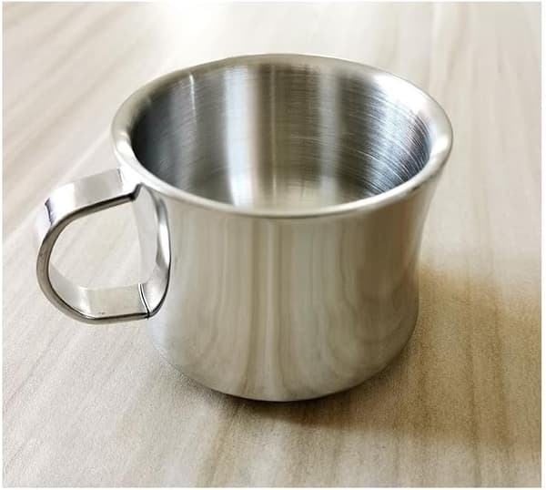 Kaffekopp i rustfritt stål med skål, tekoppsett, tekopp, 150 ml
