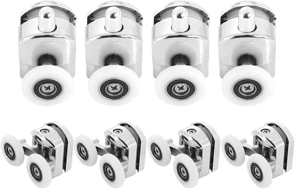 Solros 8-pack Duschdörrrullar - Duschkabinrullar i Zink-Legering - 25mm Badrumsdusch Glidande Dörrrullar (4 Övre 4 Nedre)