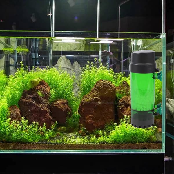 Akvarium Fisk Tank Fluidiseret Bevægelig Seng Filter Boble Bio Media Filter med Luftsten og Svampefilter