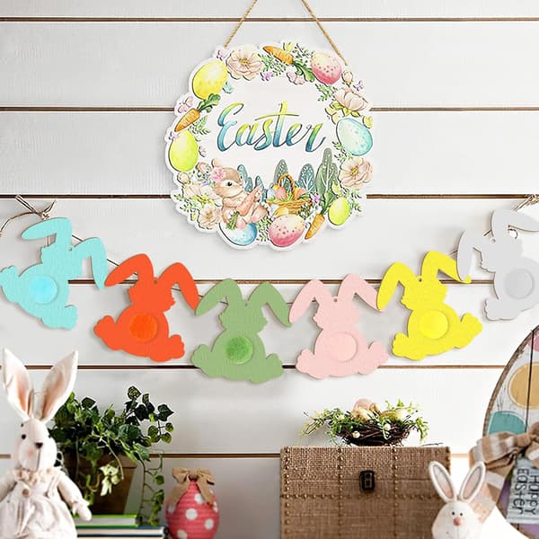 Wooden Rabbit Ornaments to Paint Easter Decorations Cutouts Unpainted 24 Pcs 9 x 7.6 cm