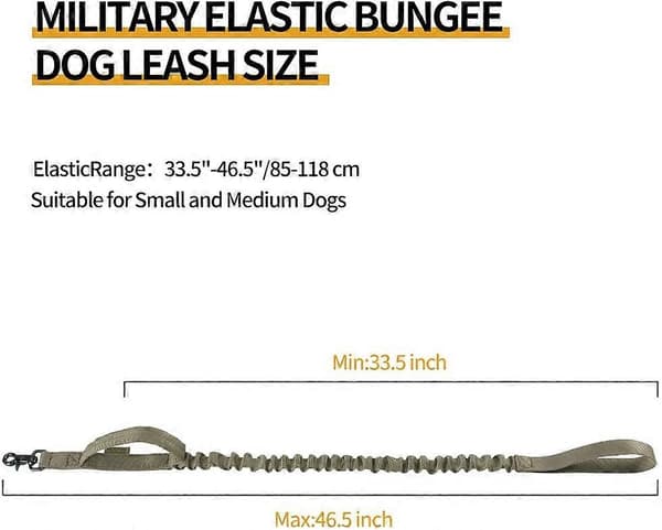 Military Bungee Leash Elastic Leash Rope with 2 Padded Control Handles for Medium and Small Dogs (Ranger Green)