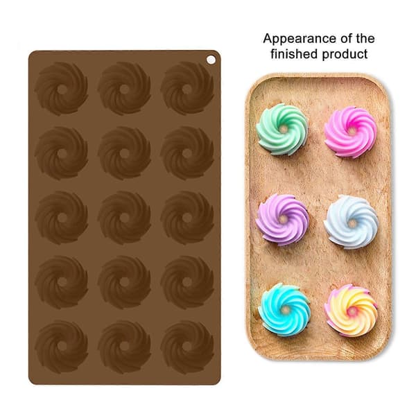 Jikaixiang Silikonkakeform 15-hulls Spiral Kakeform Non-Stick Bakeform for Kaker Bakverk Mousse Dessert