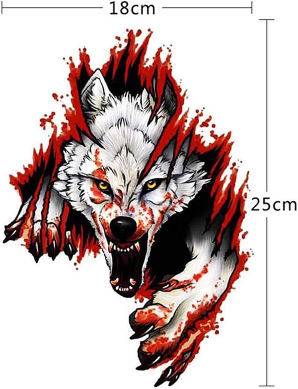 Angry Wolf Car Sticker, Wolf Car Sticker 3D Car Wolf Head Sticker