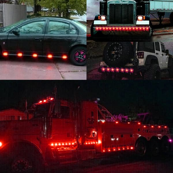 10X 3/4\" 12V 24V LED-positionslys Lastbil Trailer Rund Side Bullet