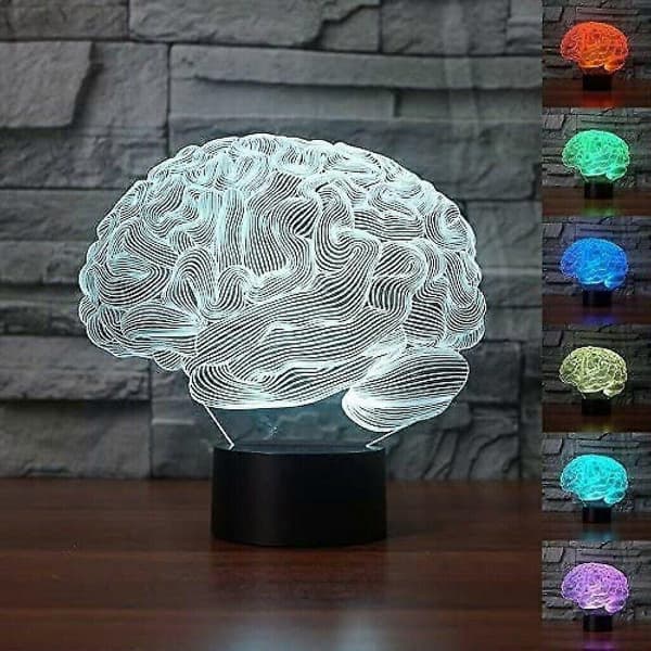 3D Menneskelig Hjerne - Lillehjerne Model Bordlampe 7 Farveskiftende LED Natlampe Gave