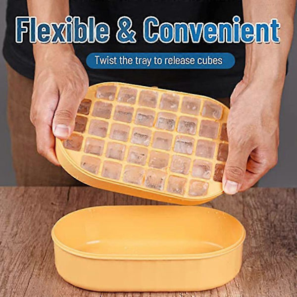 Double-Layer 72 Compartment Ice Cube Tray With Lid, Ice Scoop And Box, Easy Release Flexible Ice Cube
