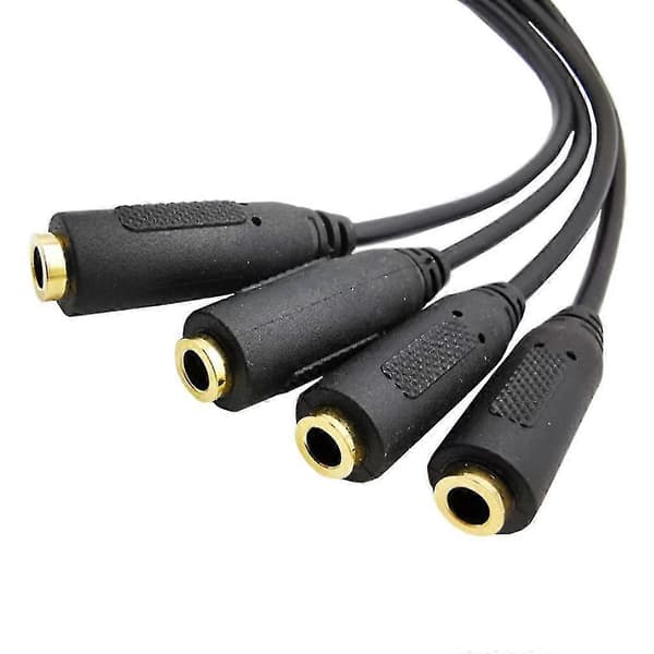 Hovedtelefonfordelerkabel, 3.5mm, 3.5mm Trs 1 til 4-vejs fordelerkabel