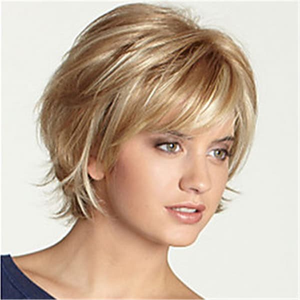Kvinde Brun Blond Gradient Fluffy Personlighed Kort Krøllet Hår