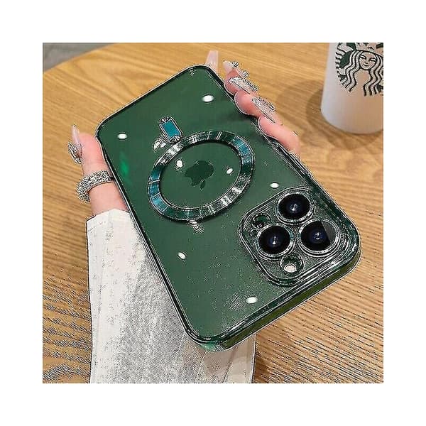 Luxury Transparent Case Compatible with iPhone 14 Max, 13 and 12, Magnetic Silicone Lens Protector - iPhone 14 - Purple