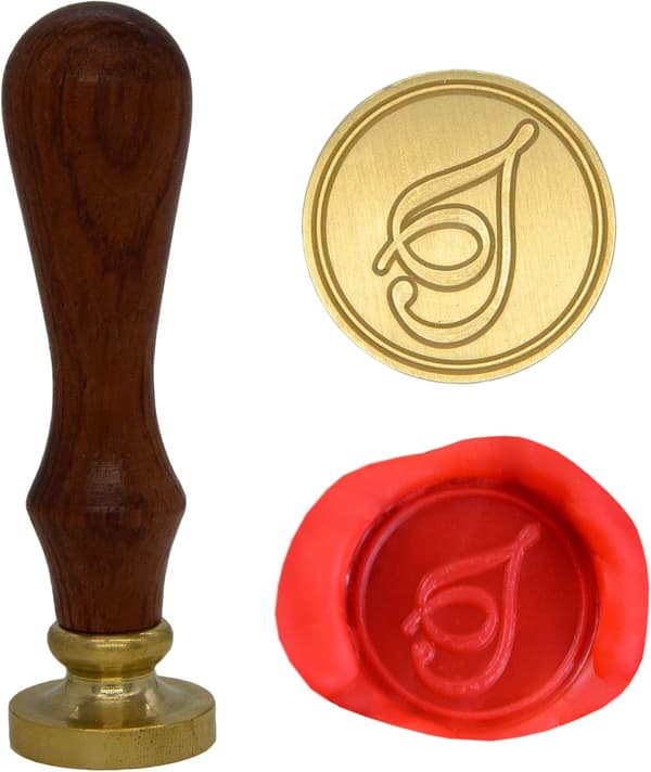 Voksseglstempel bokstav A-Z, Alfabet initialseglstempel for jule- og takkekort, bryllupsinvitasjon W-S-2 (bokstav T)