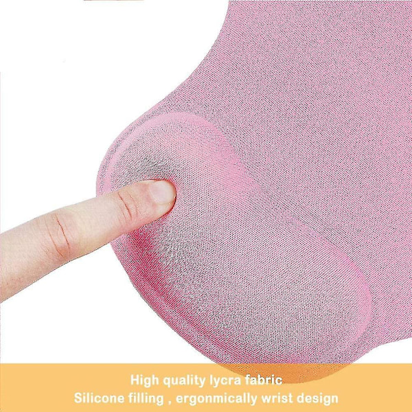 Työpöydän hiiren alusta geelirannetuella - Ergonomiset toimiston hiiren alustan rannetuet - Muotoilija pelikohtainen alusta kumialustalla kannettavalle tietokoneelle (01pink)