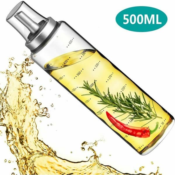500ML Oliedispenser med skala, olivenoliedispenser med tragt køkkenoliedispenser Glas / Rustfrit stål Glass / Stainless steel