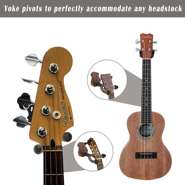 Guitar Wall Mount, Wall Mountable Universal Guitar Hanger with Base, Guitar Hook Holder, Ukulele, Guitar Accessories (2-Pack)