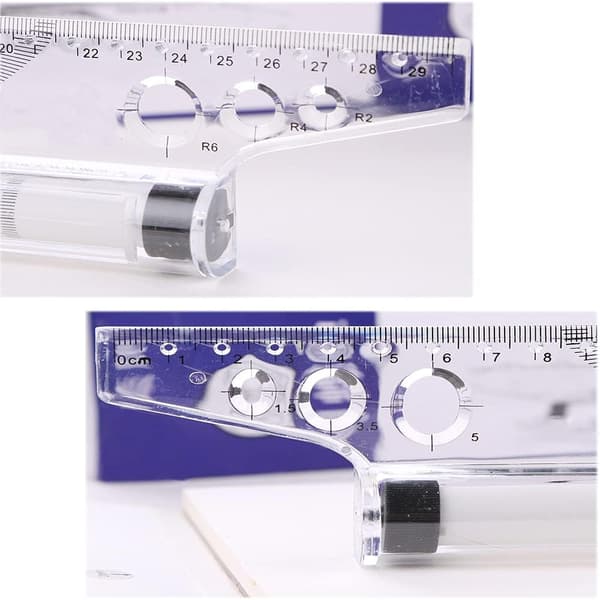 Geometric Figures Drawing Set, Balancing Scale for Circle and Curve Creation, Multifunctional Drawing Tool, Transparent Plastic with Roller Mechanism