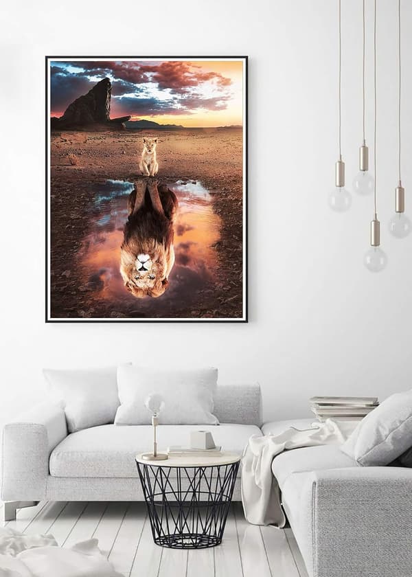 5D Diamond Painting Lion, 30x40 cm DIY Cat Circle Full Diamond Em