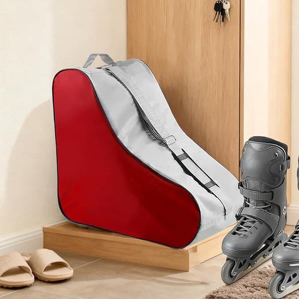 Roller Skate Bag - Portable Backpack Style Bag with Adjustable Shoulder Strap | Zipper Storage Bag, Holds Two Roller Skates red red