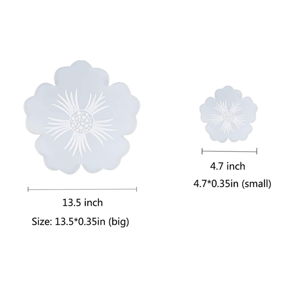 6 stk. Resin Coasterforme, Store Silikone Blomsterbakke Coasters