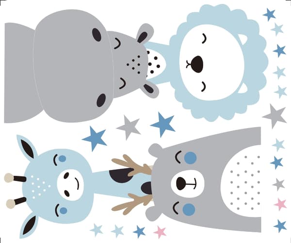 Kids Height Chart Wall Sticker Blue L, Baby Growth Height Wall Ruler, Forest Animal Mouse Owl Squirrel Tree Height -