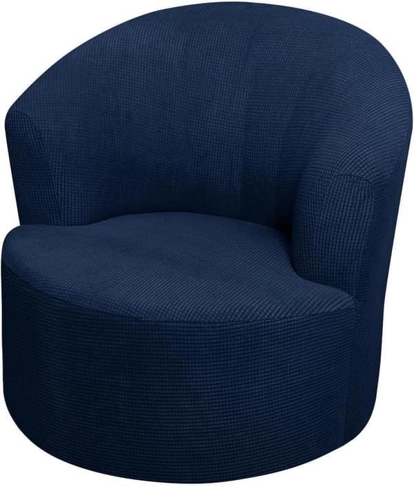 Betræk til drejestol, strækbart, vaskbart møbelbeskyttelse til runde klubstole og accentstole, stue, marineblå 1 stk. marineblå Navy Blue 1 Pcs