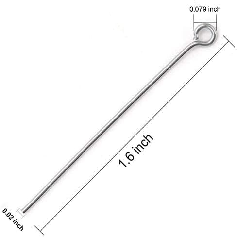 300 stk 4 cm 304 Rustfrit Stål Åbne Øjestifter Hovednåle til Smykkefremstilling, (Sølv) Sølv Sølv Sølv