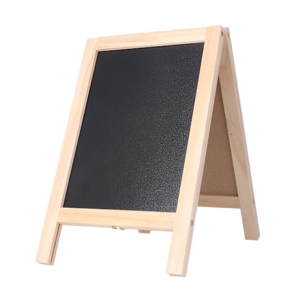 Dobbeltsidig Staffeli Tavle 19x30cm Polert Trestruktur Magnetisk Whiteboard Staffeli med Sammenleggbart Stativ Kritt
