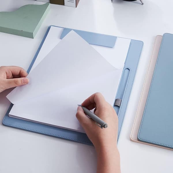 File Folder with Pen Holder A4 Office Folder Document Folder for Office Business School Laboratory Office Supplies (Sky Blue)