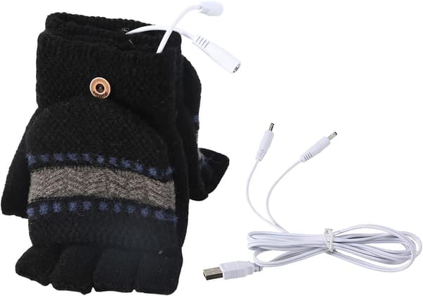 Herre Dame USB Opvarmede Handsker Vanter - Herre Sort, USB Håndvarmere