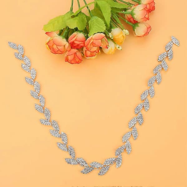 1.5cm Wide Rhinestone Ribbon Tree Leaf Design AAA Diamond Wrap Roll Decoration - 1 Yard