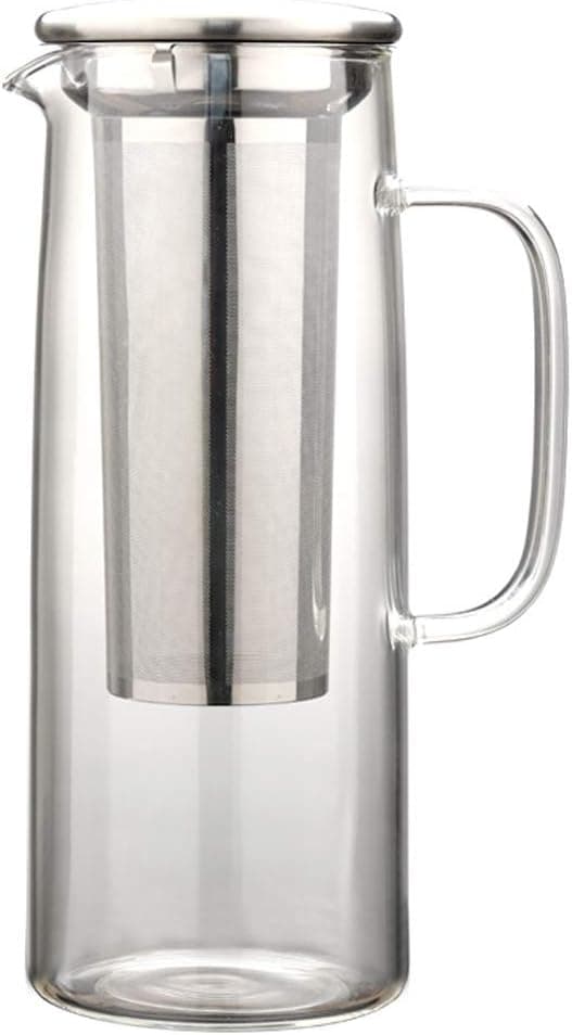 Glaskande med filter i rustfrit stål, 1200 ml koldbrygget kaffemaskine med netfilter