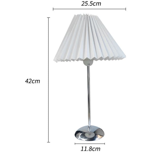 Bordslampa i metall med veckad tygskärm för sovrum och vardagsrum, trefärgad dimring, vit