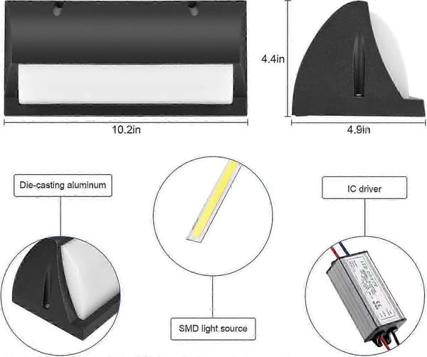 Outdoor Wall Light with Motion Sensor, Modern Indoor/Outdoor Wall Lamp, IP65 Waterproof