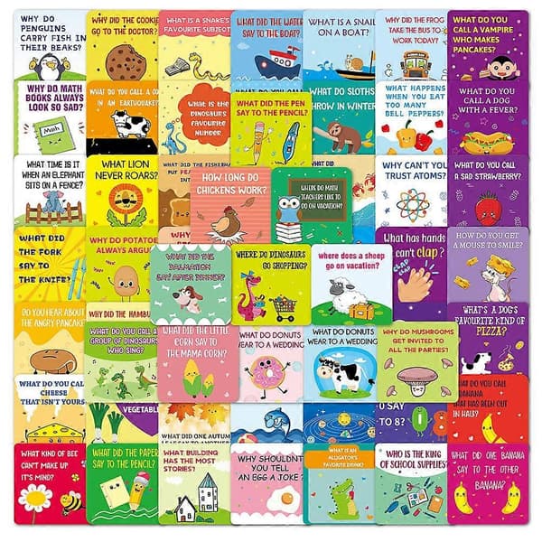 60 st Lunch Box Notes Barn Skämtkort Tecknade Lunch Box Kort för Fester Skolor