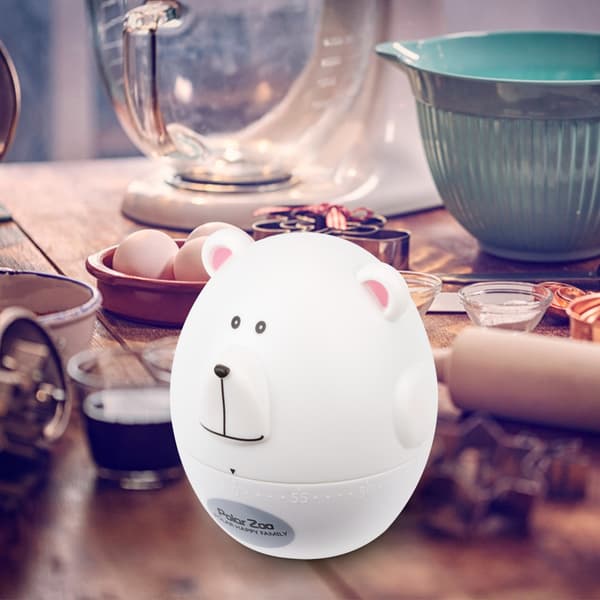 Portable Cute Cartoon Animal Bear Shape Kitchen Cooking Mechanical Timer Alarm White
